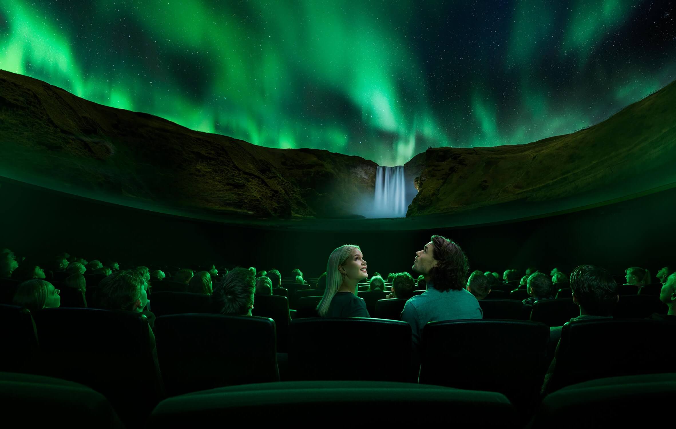 The auroras show in the Perlan Museum in Iceland