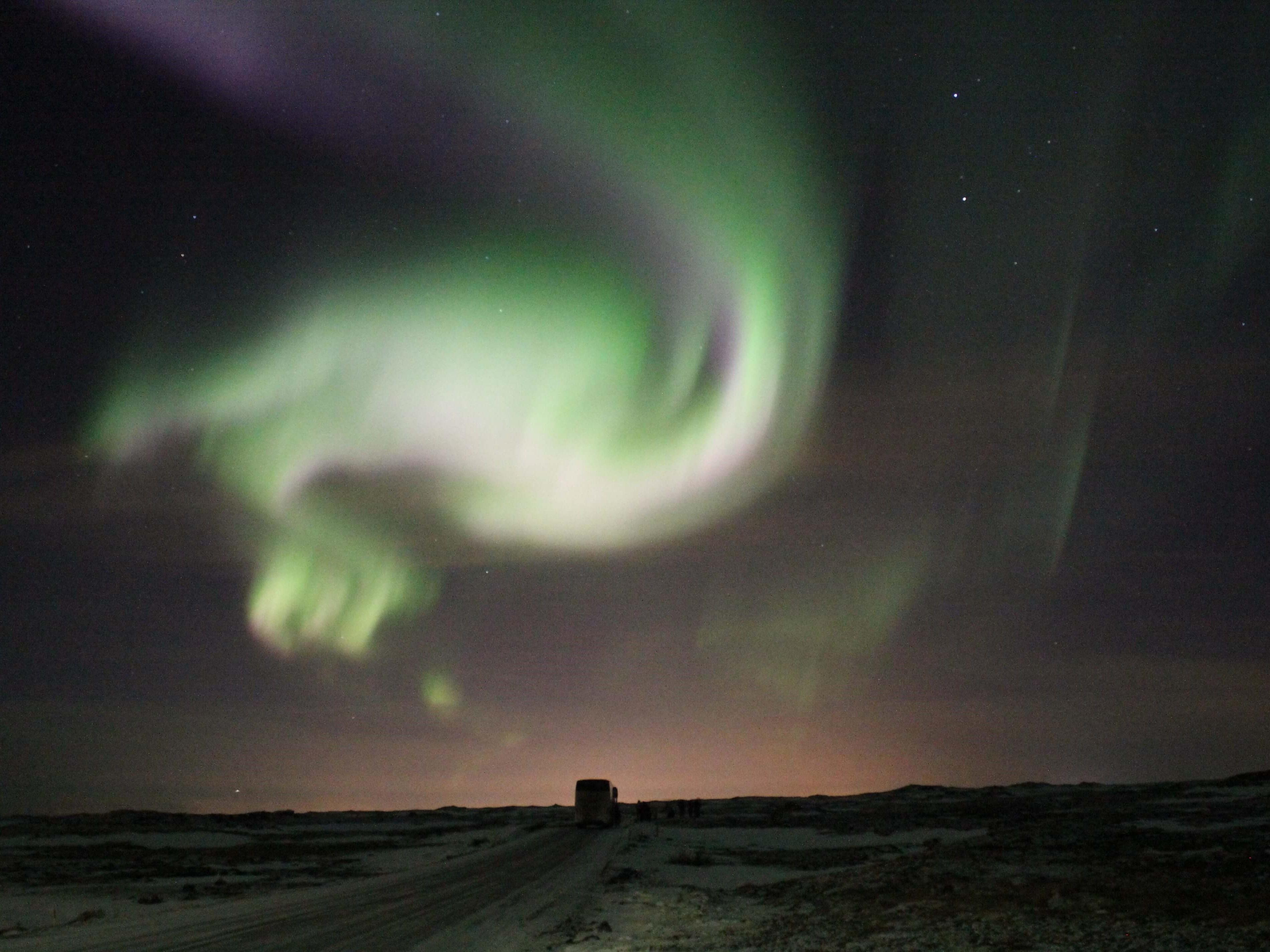 Vista de las auroras boreales en Islandia