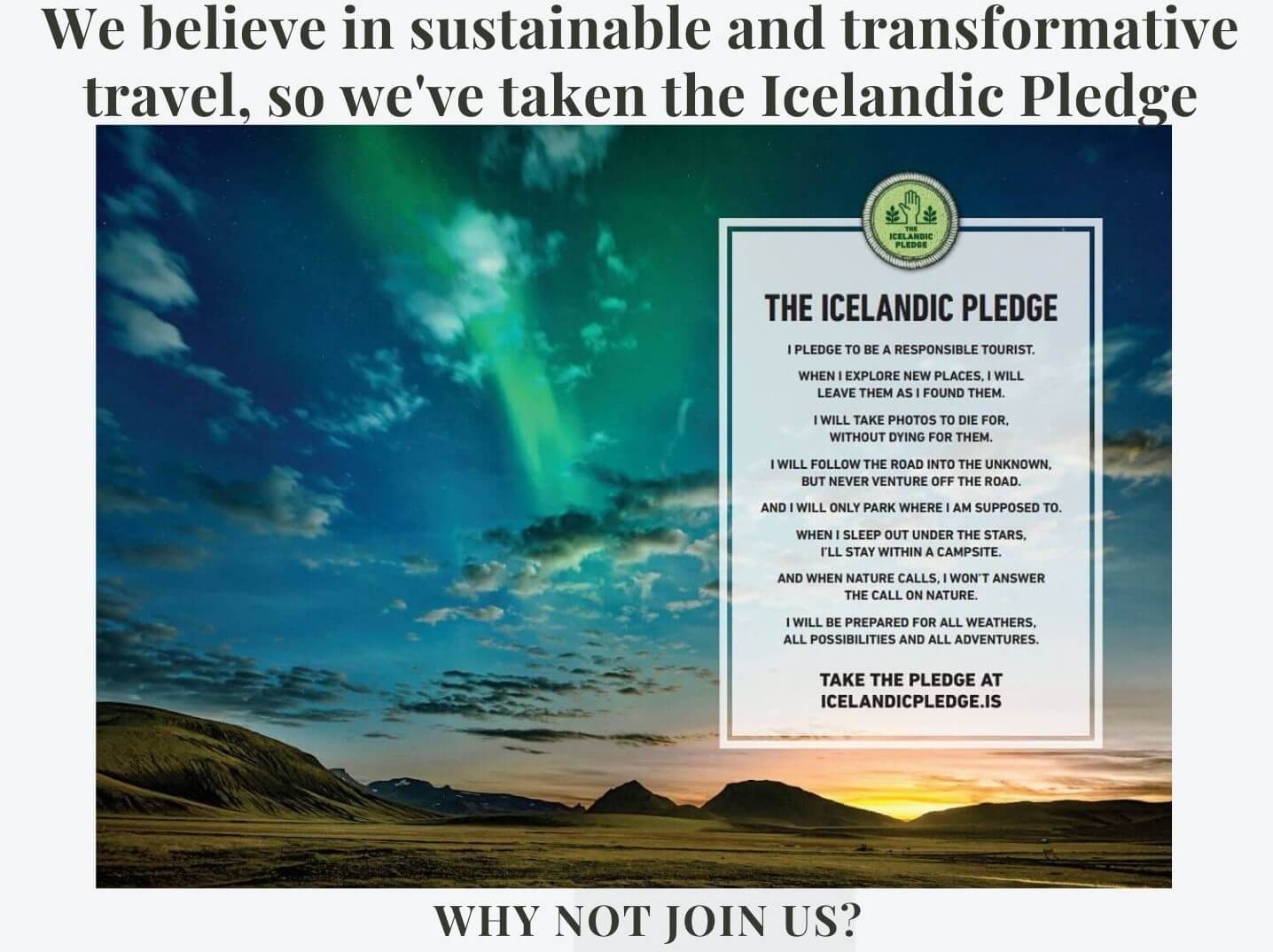 image of the Icelandic Pledge, for an eco-friendly trip to Iceland