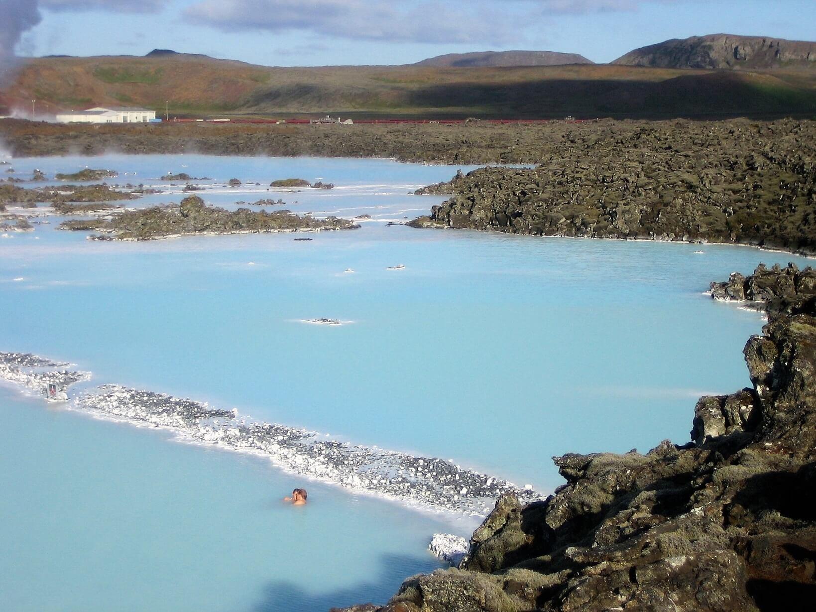 view of Blue Lagoon in Iceland from the air