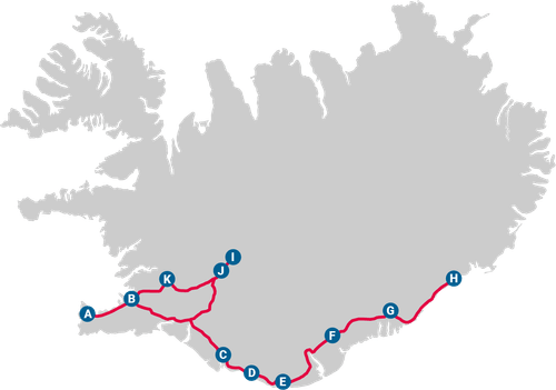 map 5 day iceland south coast self drive