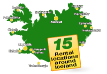 Oficinas de Europcar en Islandia mapa de oficinas